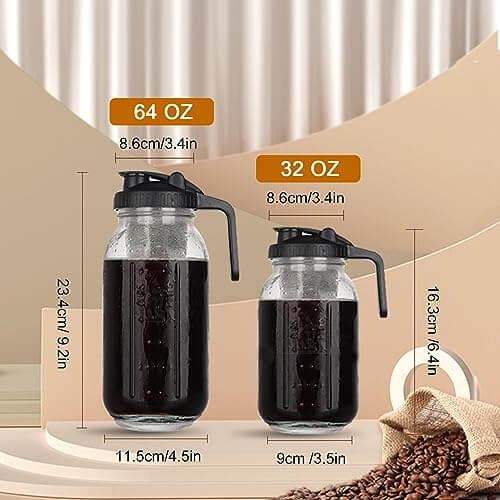 Cold Brew Crafter Leak-Proof Mason Jar with Filter 64oz