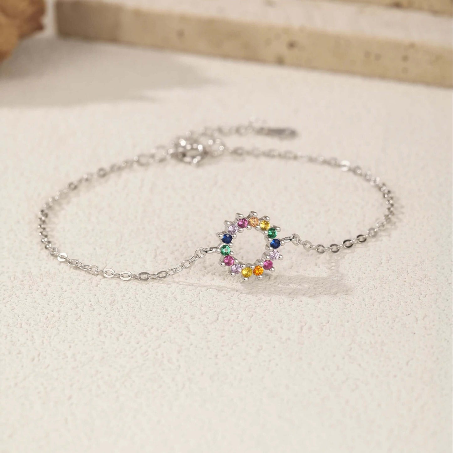 Color Burst 925 CZ Necklace and Bracelet Jewelry Set