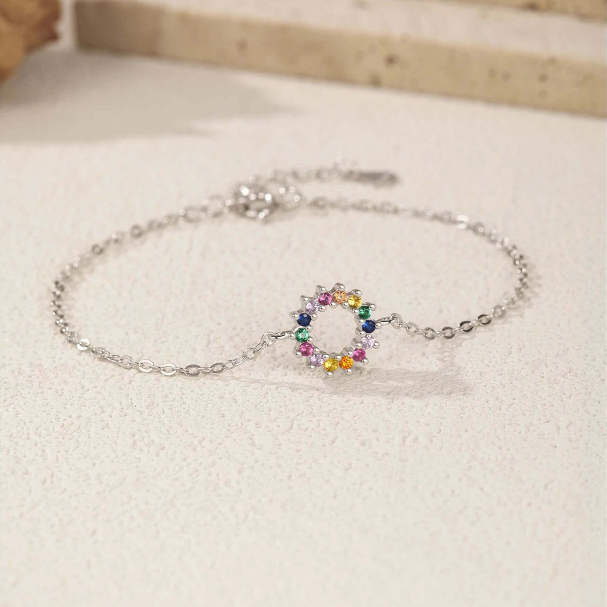 Color Burst 925 CZ Necklace and Bracelet Jewelry Set