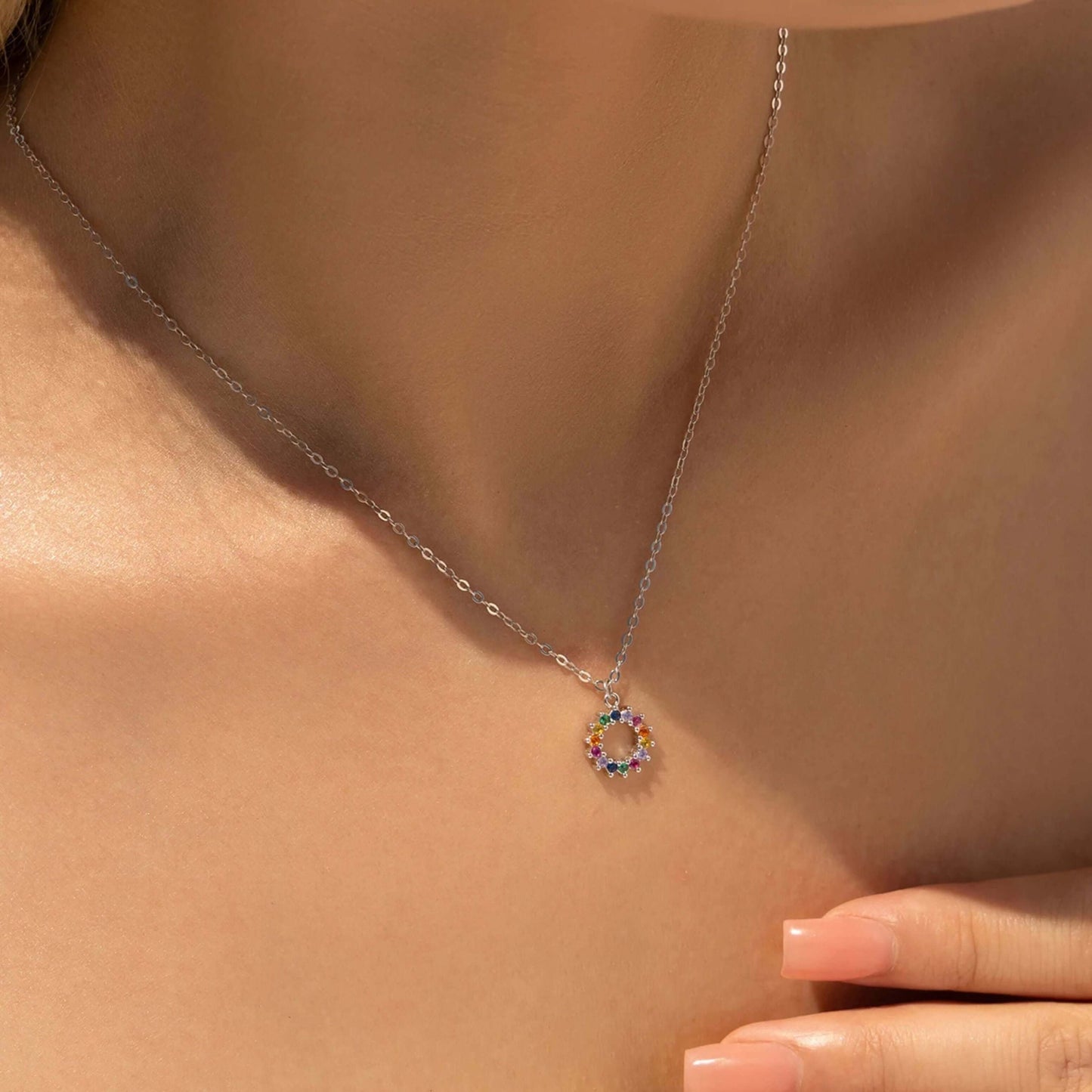 Color Burst 925 CZ Necklace and Bracelet Jewelry Set