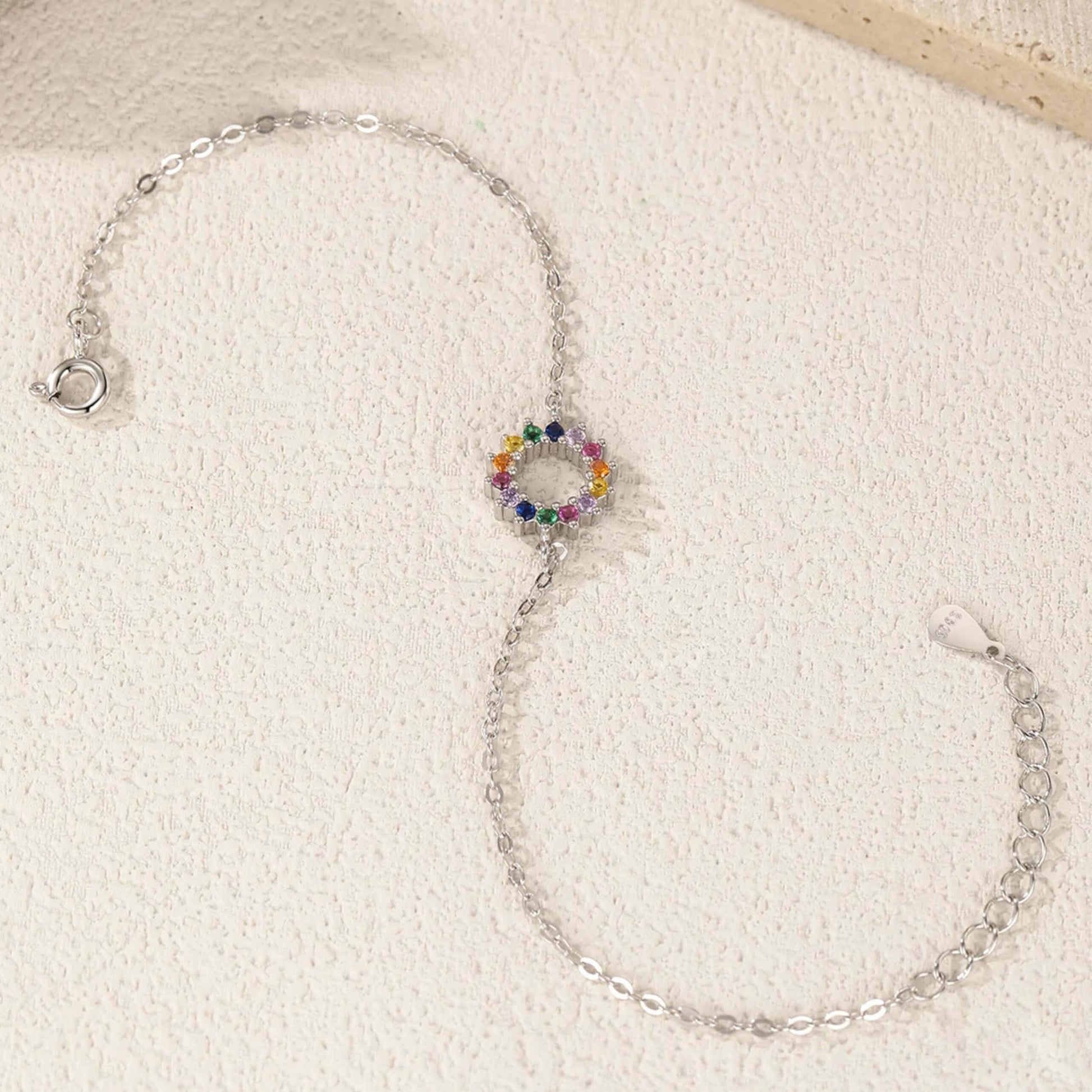 Color Burst 925 CZ Necklace and Bracelet Jewelry Set