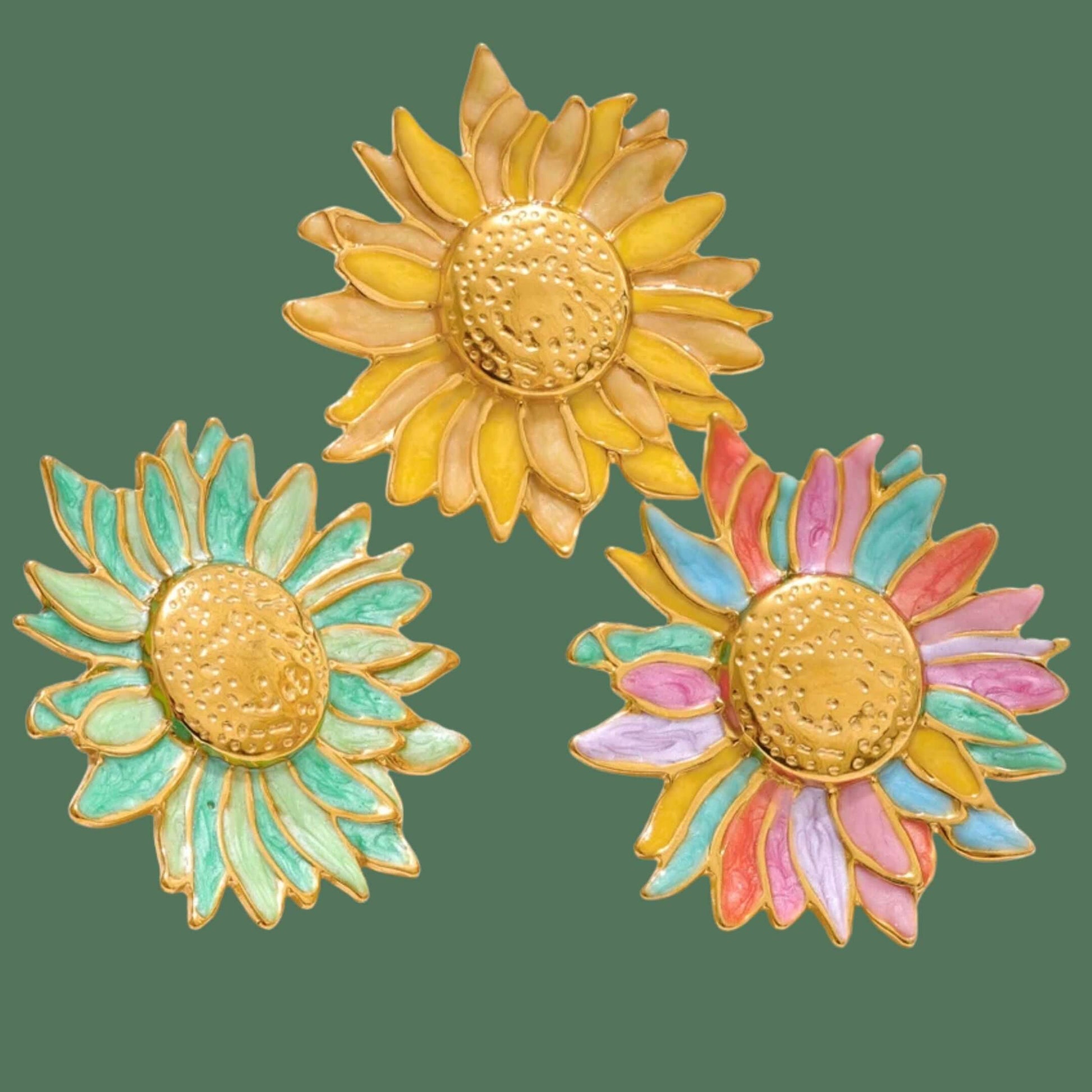 Colorful Enamel Flower-18K Gold-Plated Ring