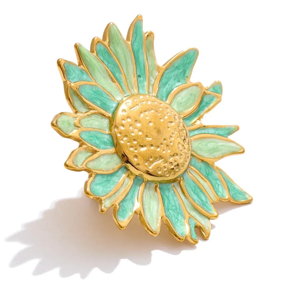 Colorful Enamel Flower-18K Gold-Plated Ring