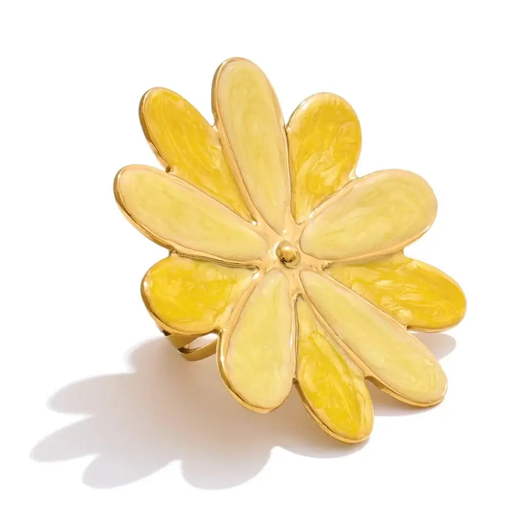 Colorful Enamel Flower-18K Gold-Plated Ring