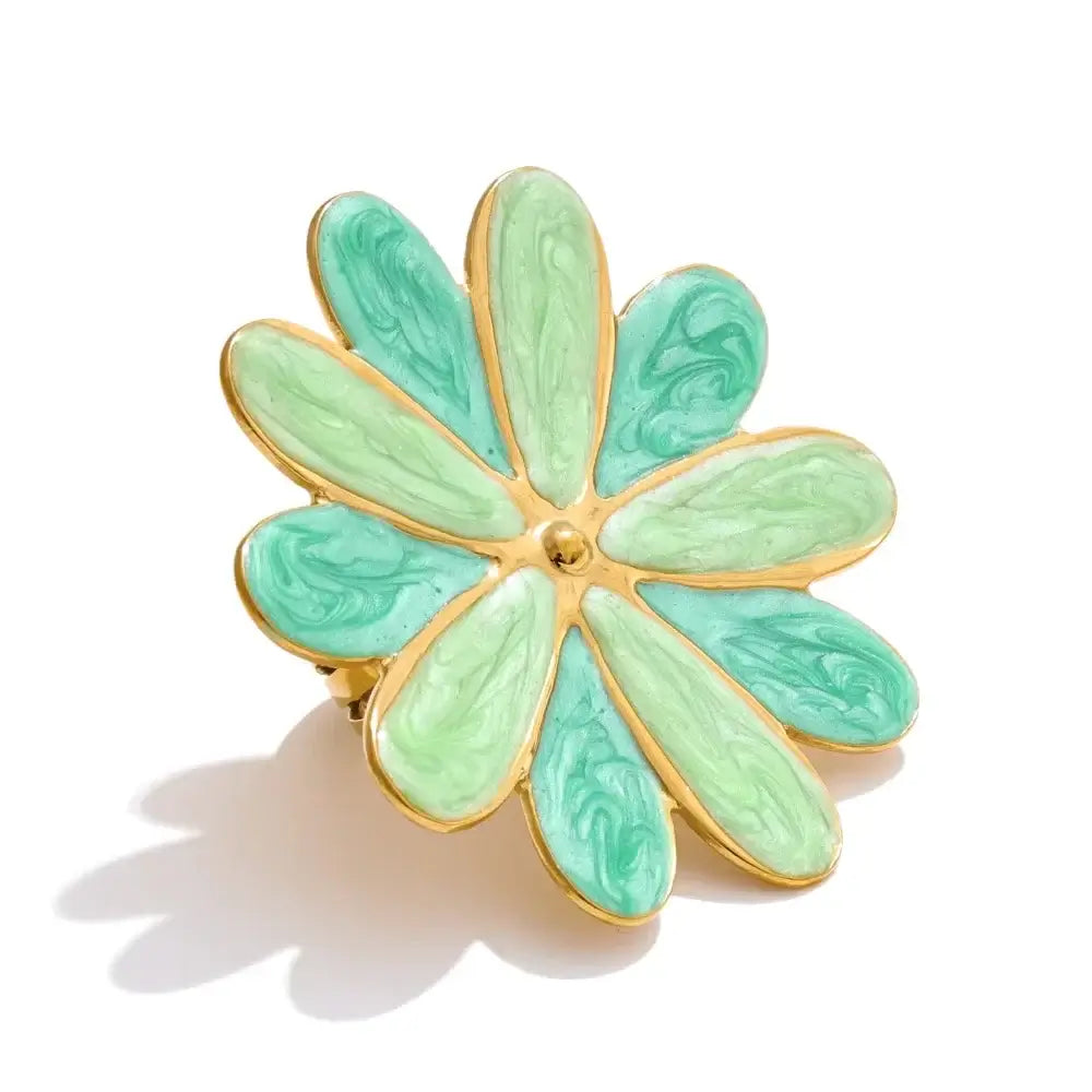 Colorful Enamel Flower-18K Gold-Plated Ring