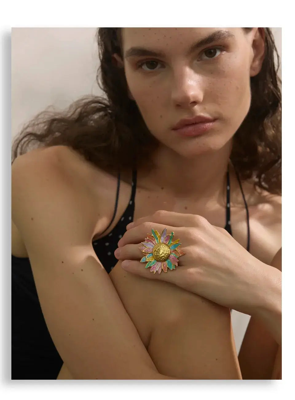 Colorful Enamel Flower Ring – Stainless Steel, Rust-Proof