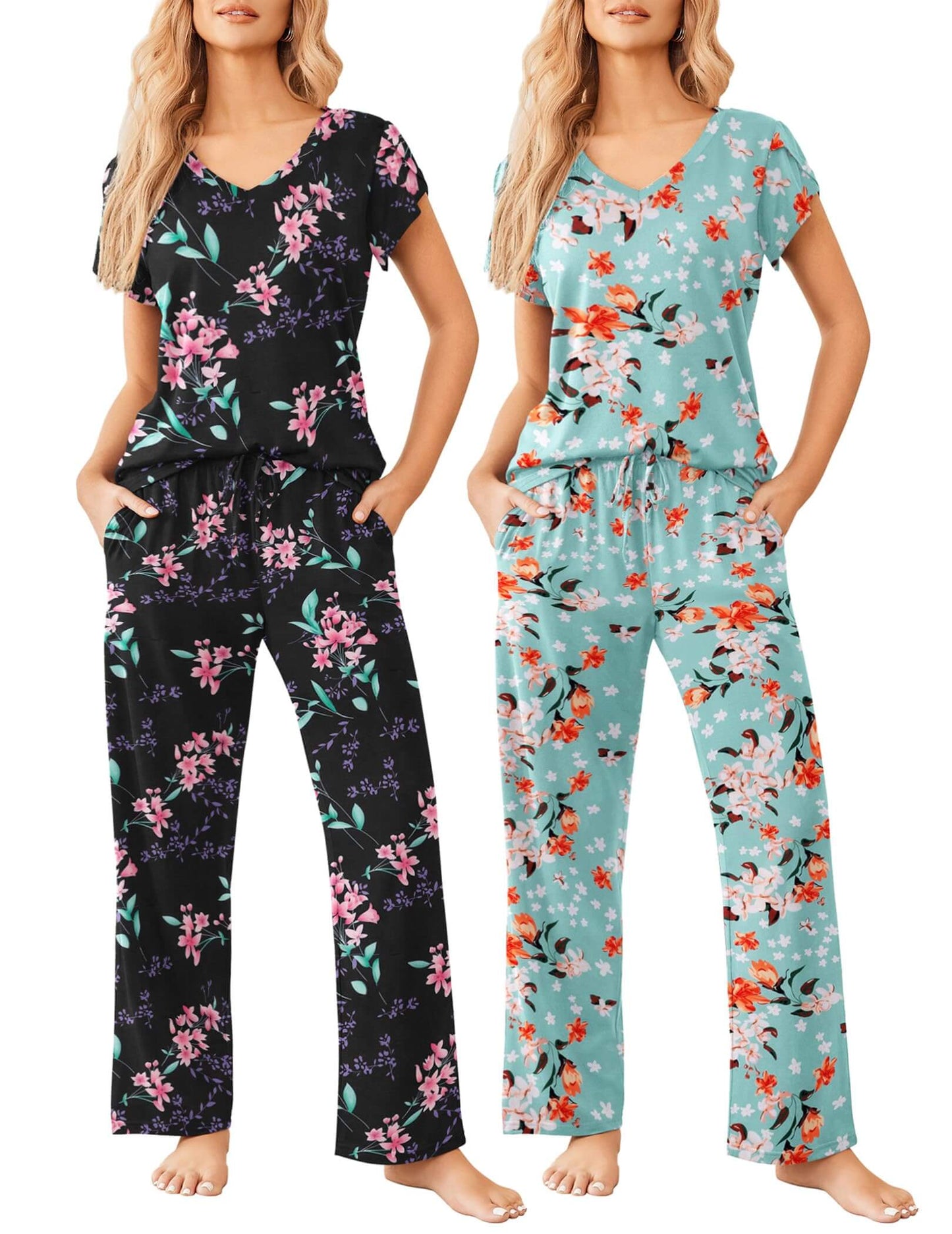 Comfort Duo 2 Pack Womens Short Sleeve Pajamas Set