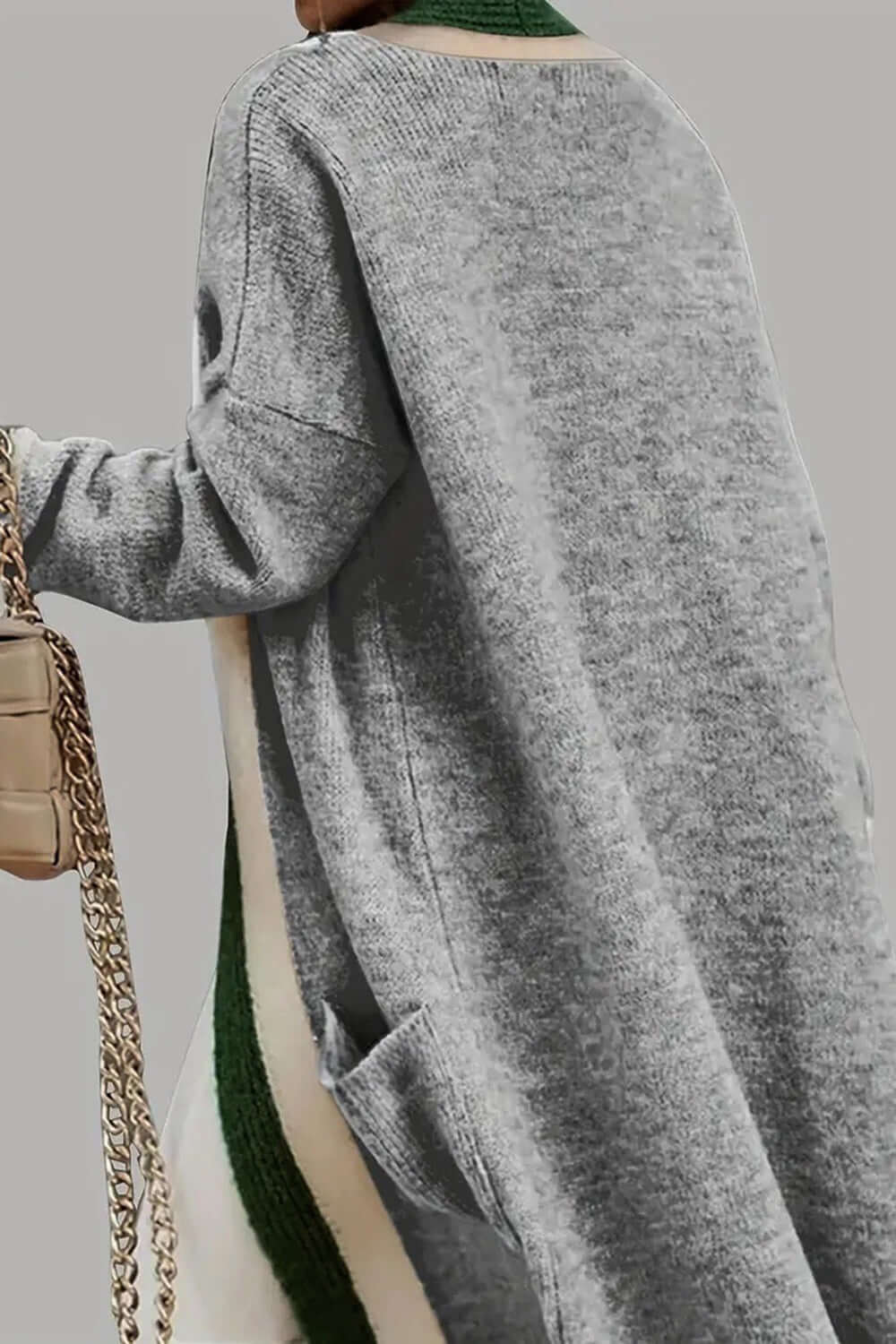Cozy Contrast Hooded Open Front Cardigan with Pockets