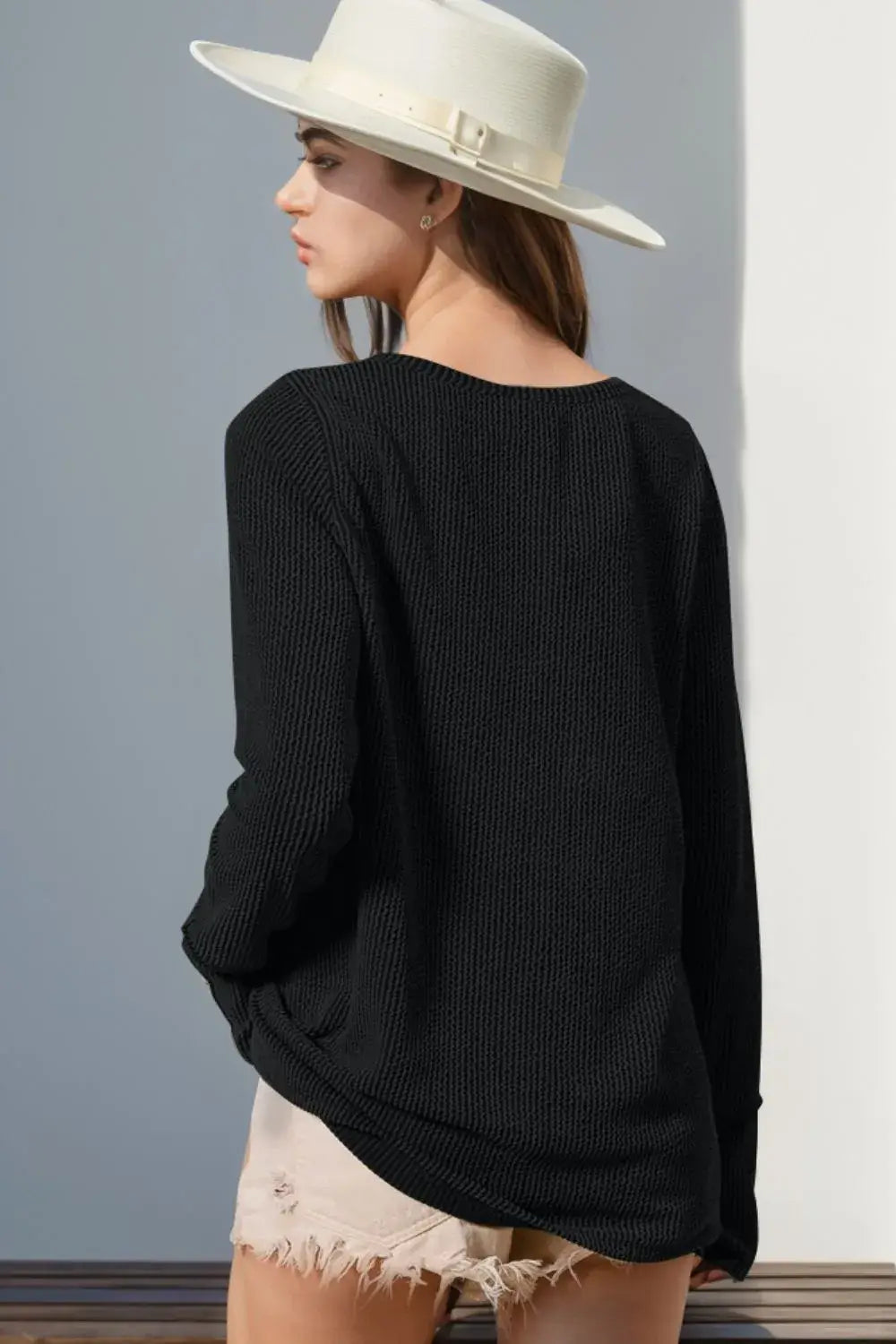 Cozy Edge Notched Thumbhole Long Sleeve Tee