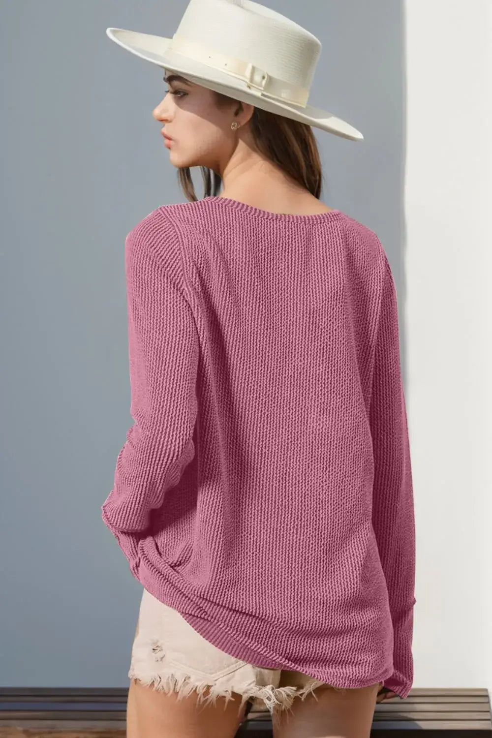 Cozy Edge Notched Thumbhole Long Sleeve Tee