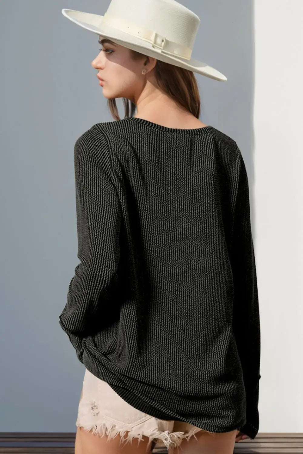 Cozy Edge Notched Thumbhole Long Sleeve Tee