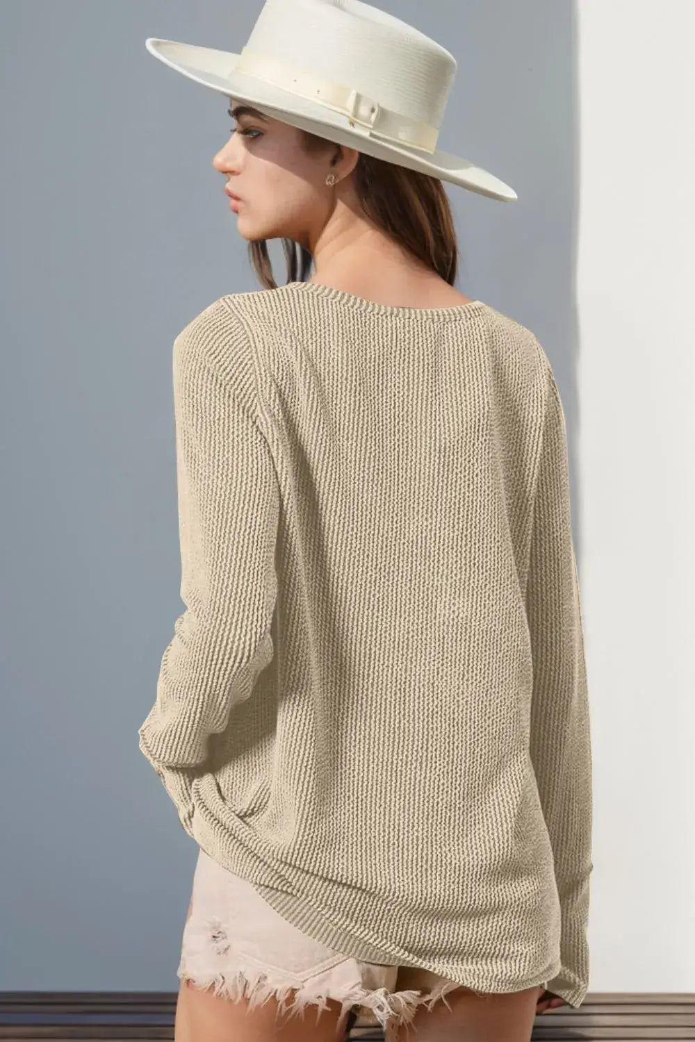 Cozy Edge Notched Thumbhole Long Sleeve Tee
