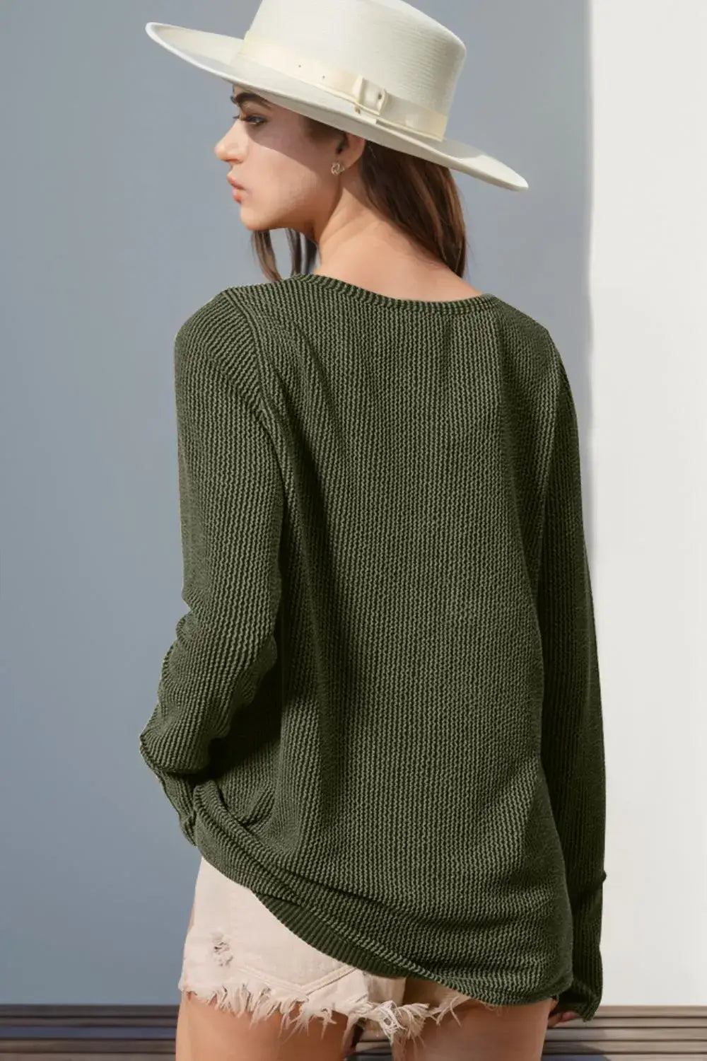Cozy Edge Notched Thumbhole Long Sleeve Tee