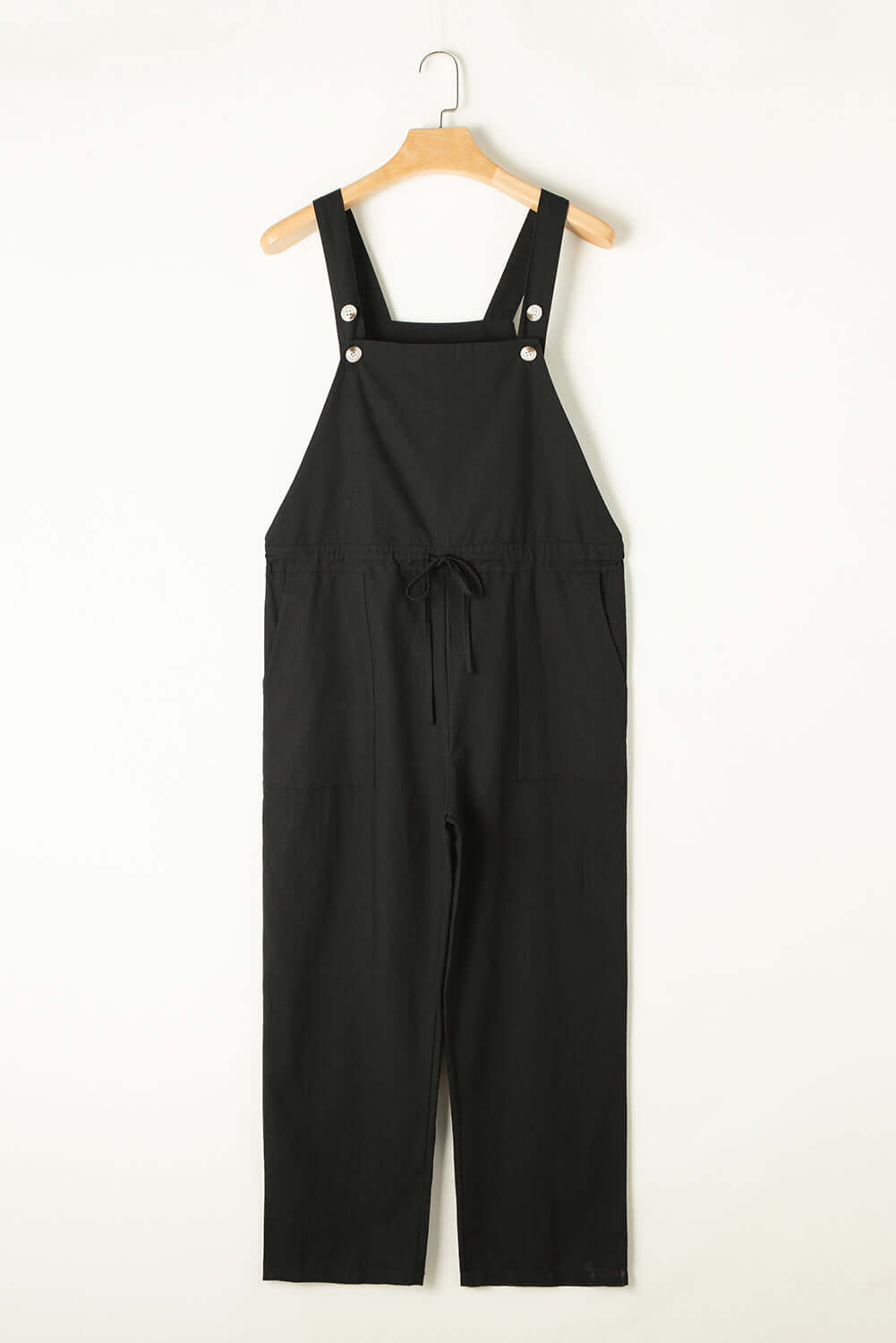 Cropped Drawstring Jumpsuit with Buttoned Straps