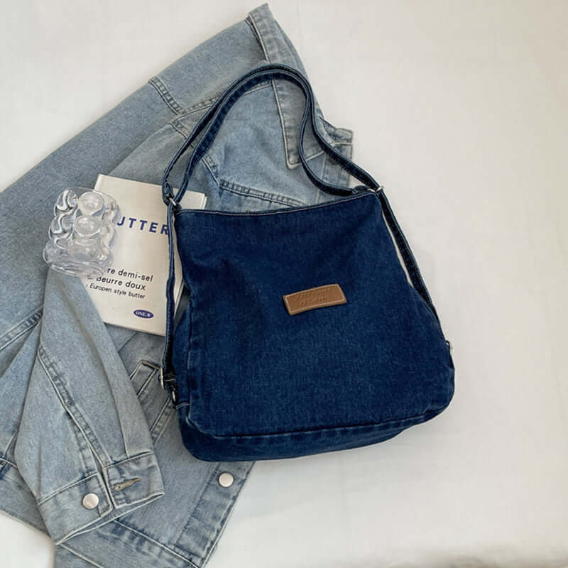 Denim Chic Adjustable Strap Shoulder Bag
