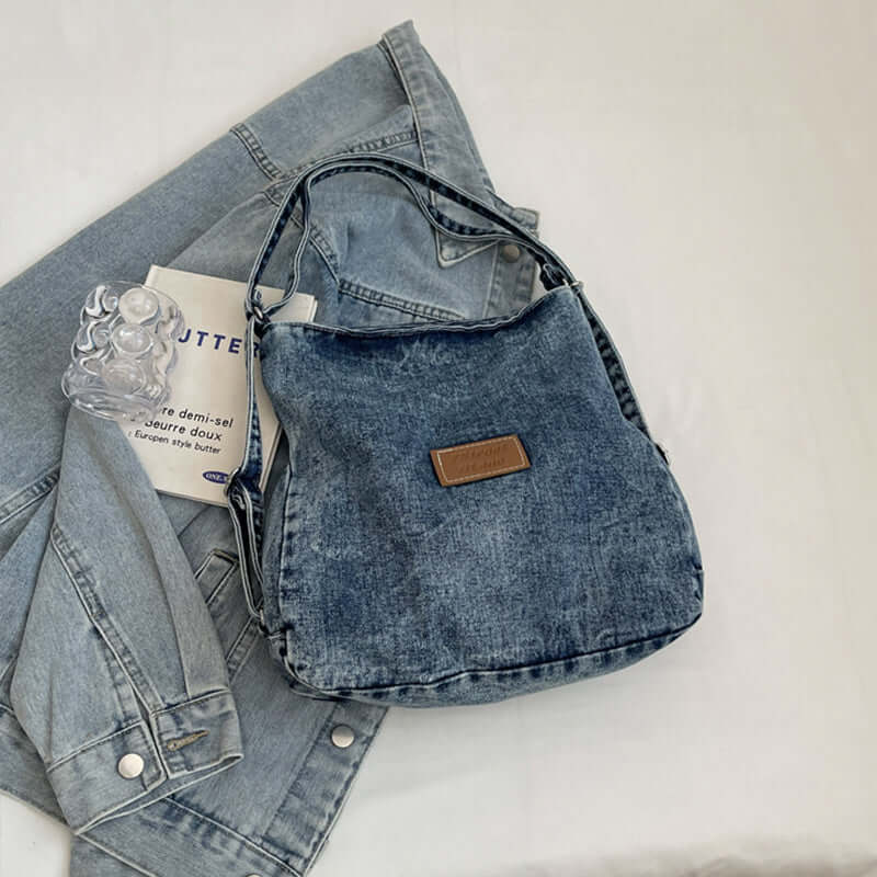 Denim Chic Adjustable Strap Shoulder Bag