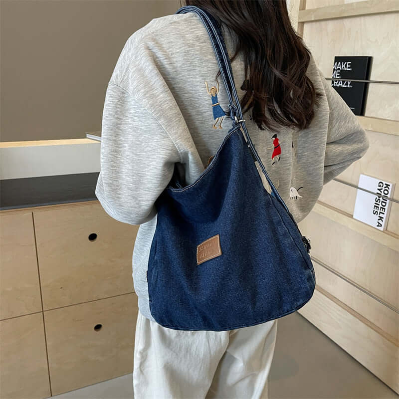 Denim Chic Adjustable Strap Shoulder Bag