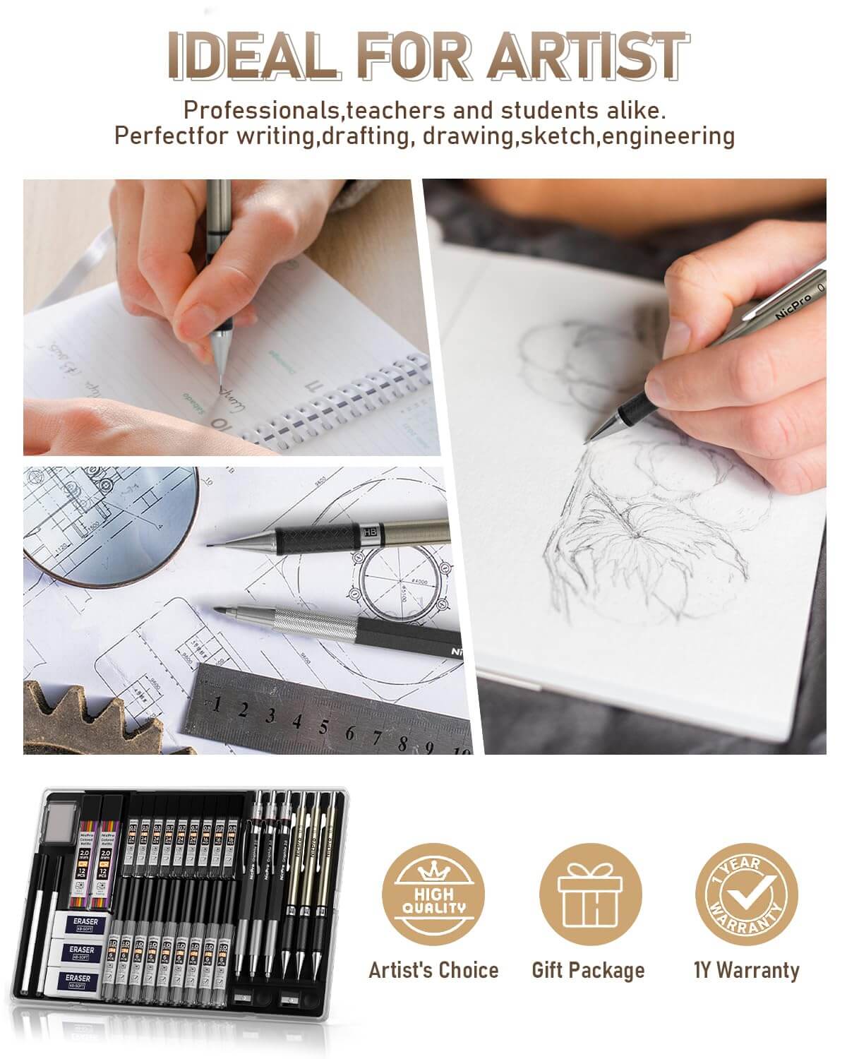 Drawing & Sketching Essentials 35-Pc Mechanical Pencil Set