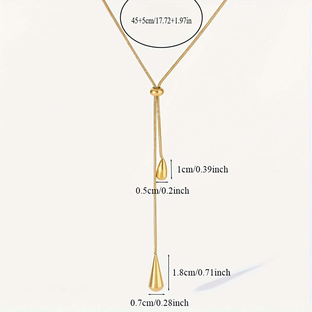 Elegant 18K Gold Necklace with Adjustable Tassel