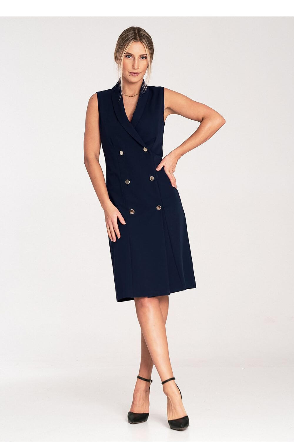 Elegant Edge Double-Breasted Daydress