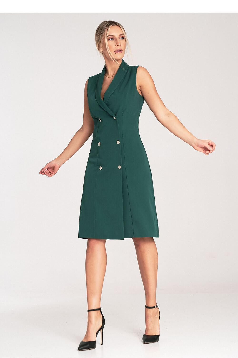 Elegant Edge Double-Breasted Daydress