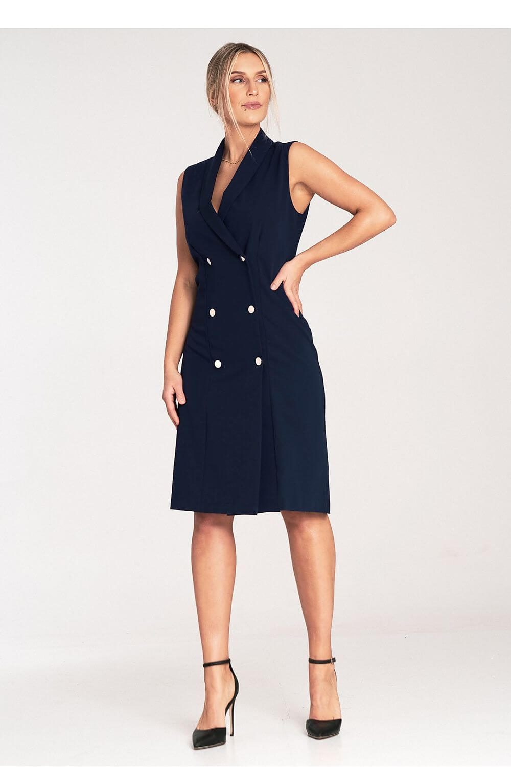 Elegant Edge Double-Breasted Daydress