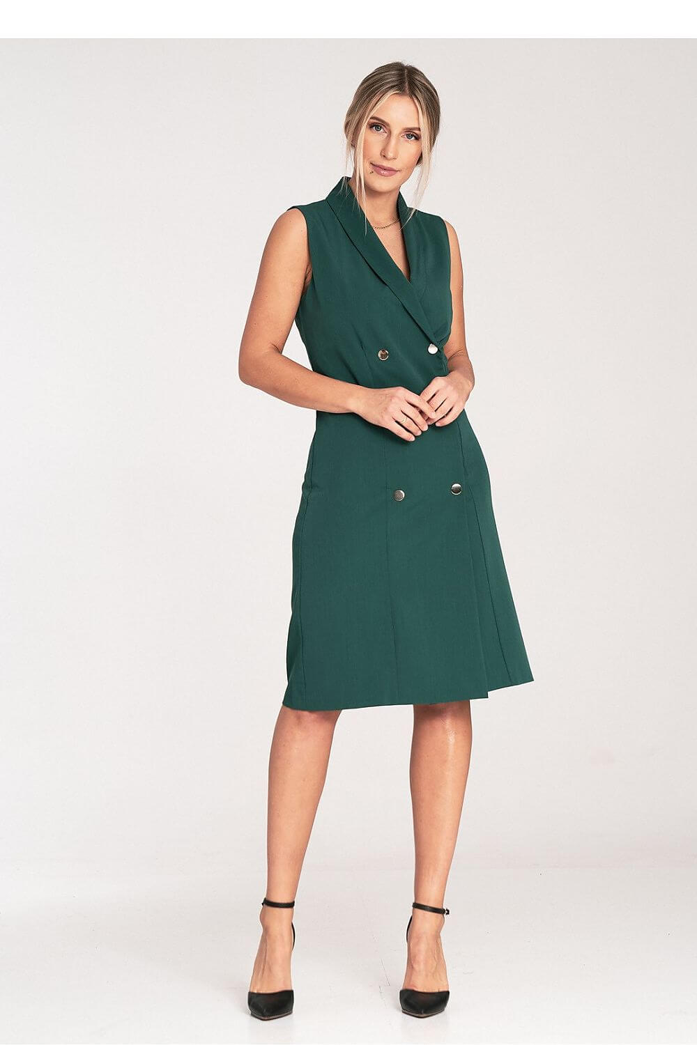 Elegant Edge Double-Breasted Daydress