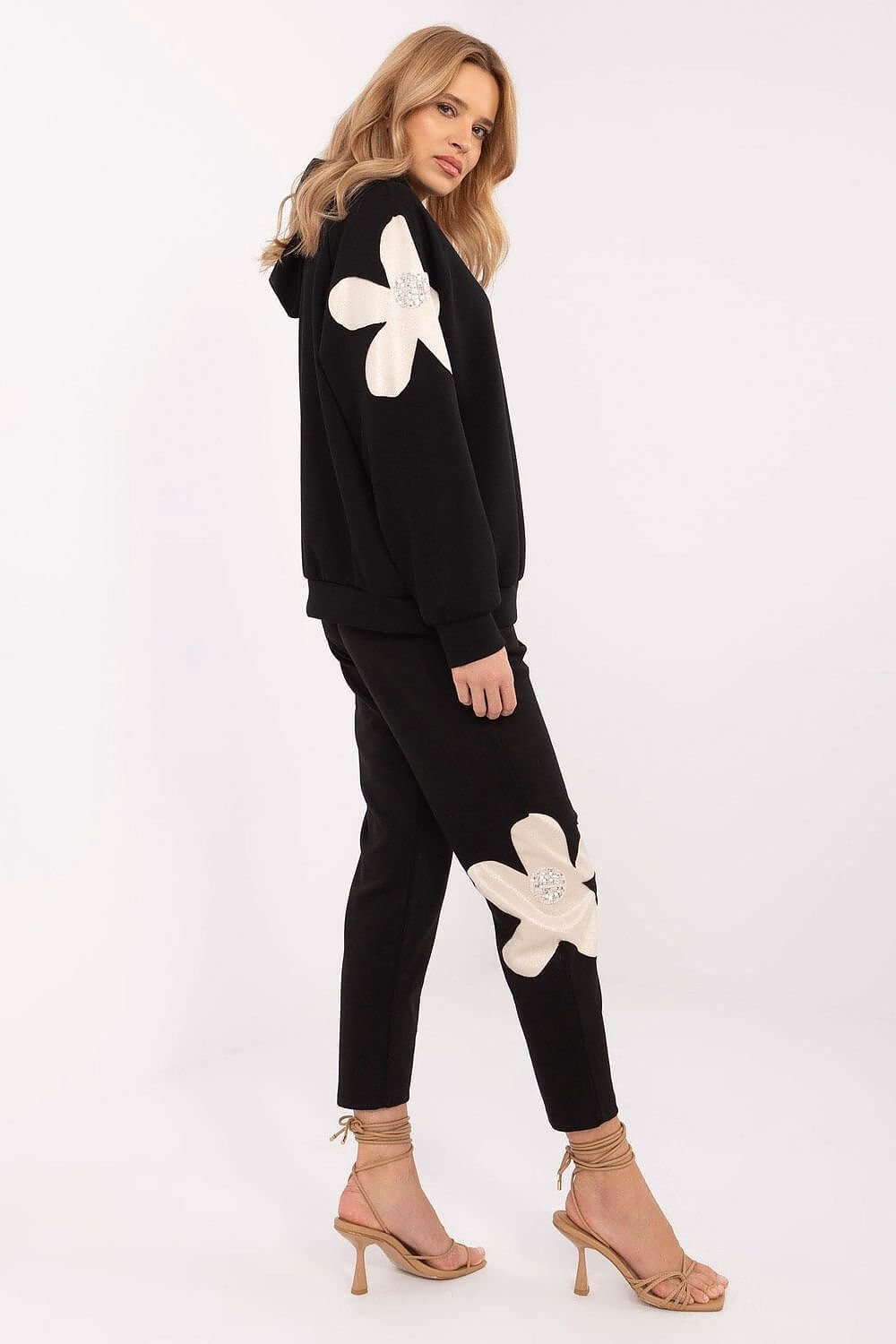 Elegant Luxe Floral Embellished Tracksuit Set
