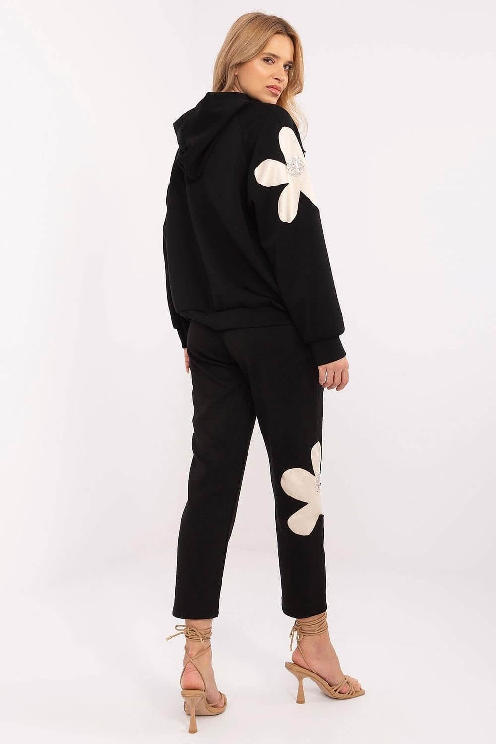 Elegant Luxe Floral Embellished Tracksuit Set