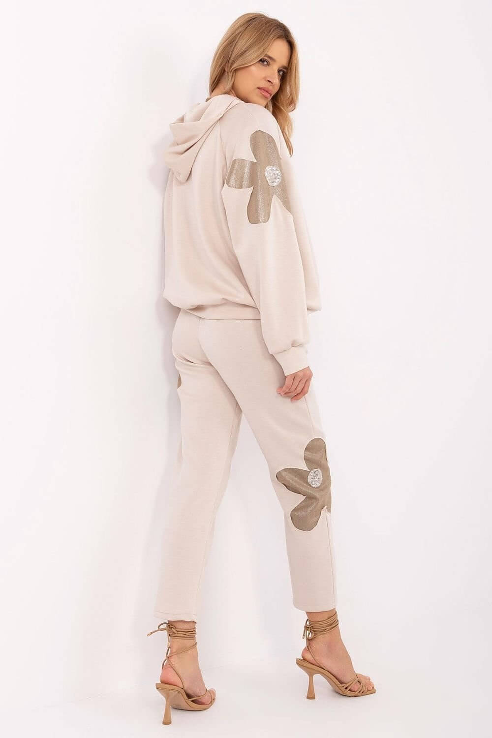 Elegant Luxe Floral Embellished Tracksuit Set