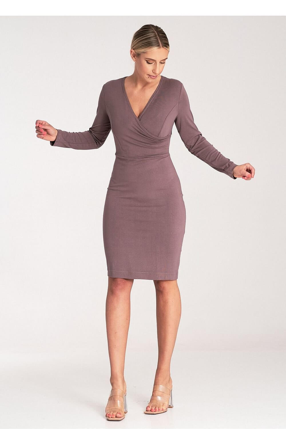Elegant Womens V-Neck Fitted Dress for Parties & Events