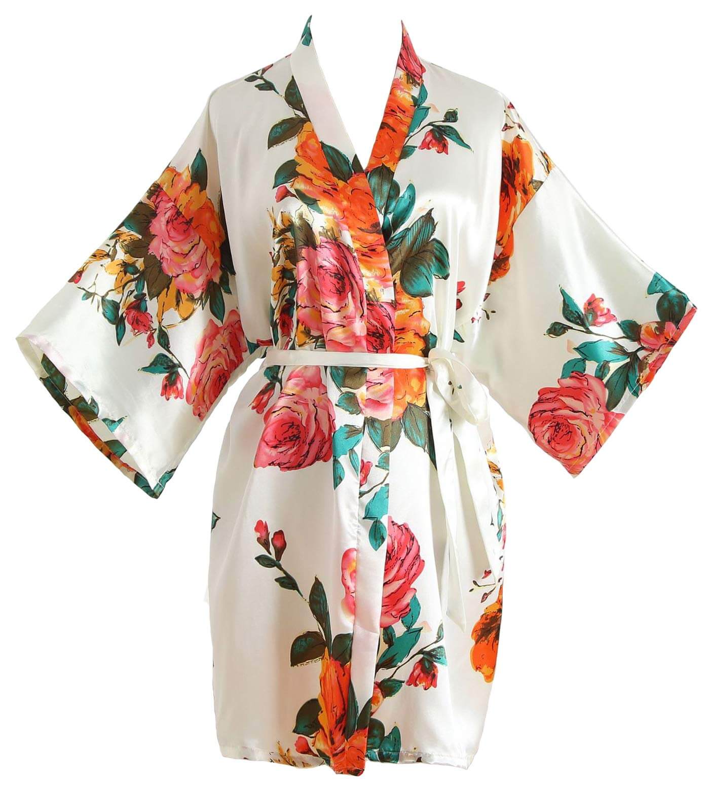 Ethereal Peony Floral Silky Kimono Robe