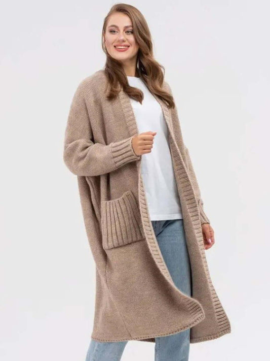 Everyday Comfort Pocketed Open Front Cardigan