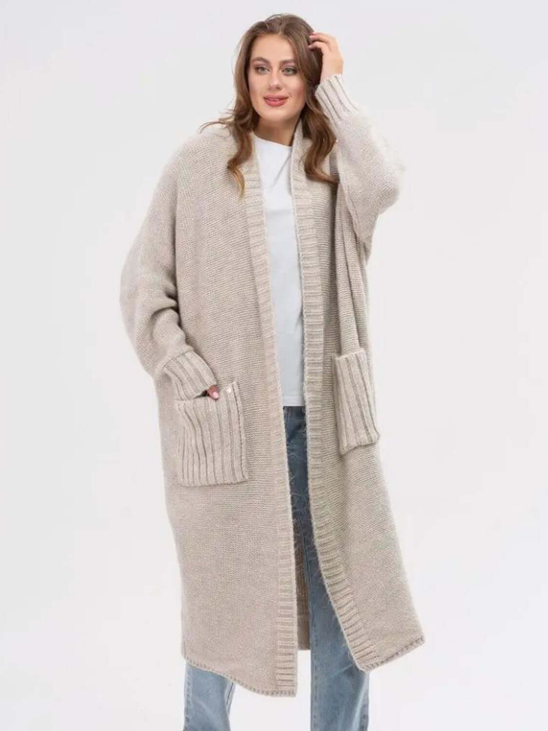 Everyday Comfort Pocketed Open Front Cardigan