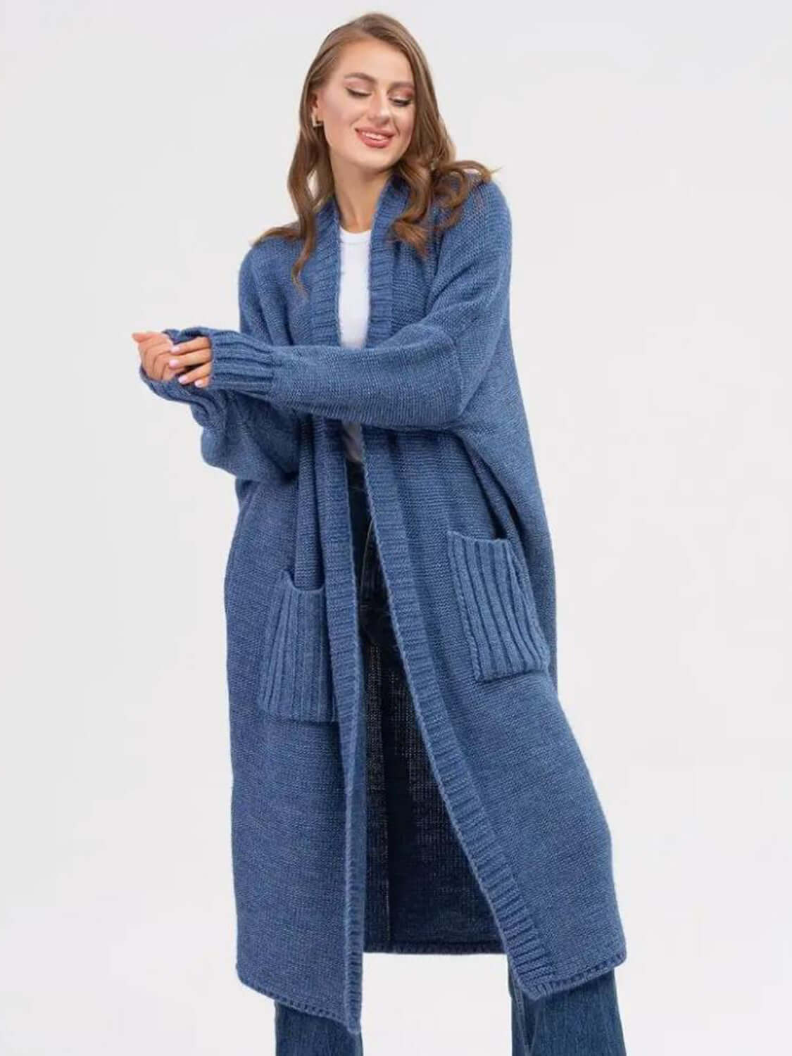 Everyday Comfort Pocketed Open Front Cardigan