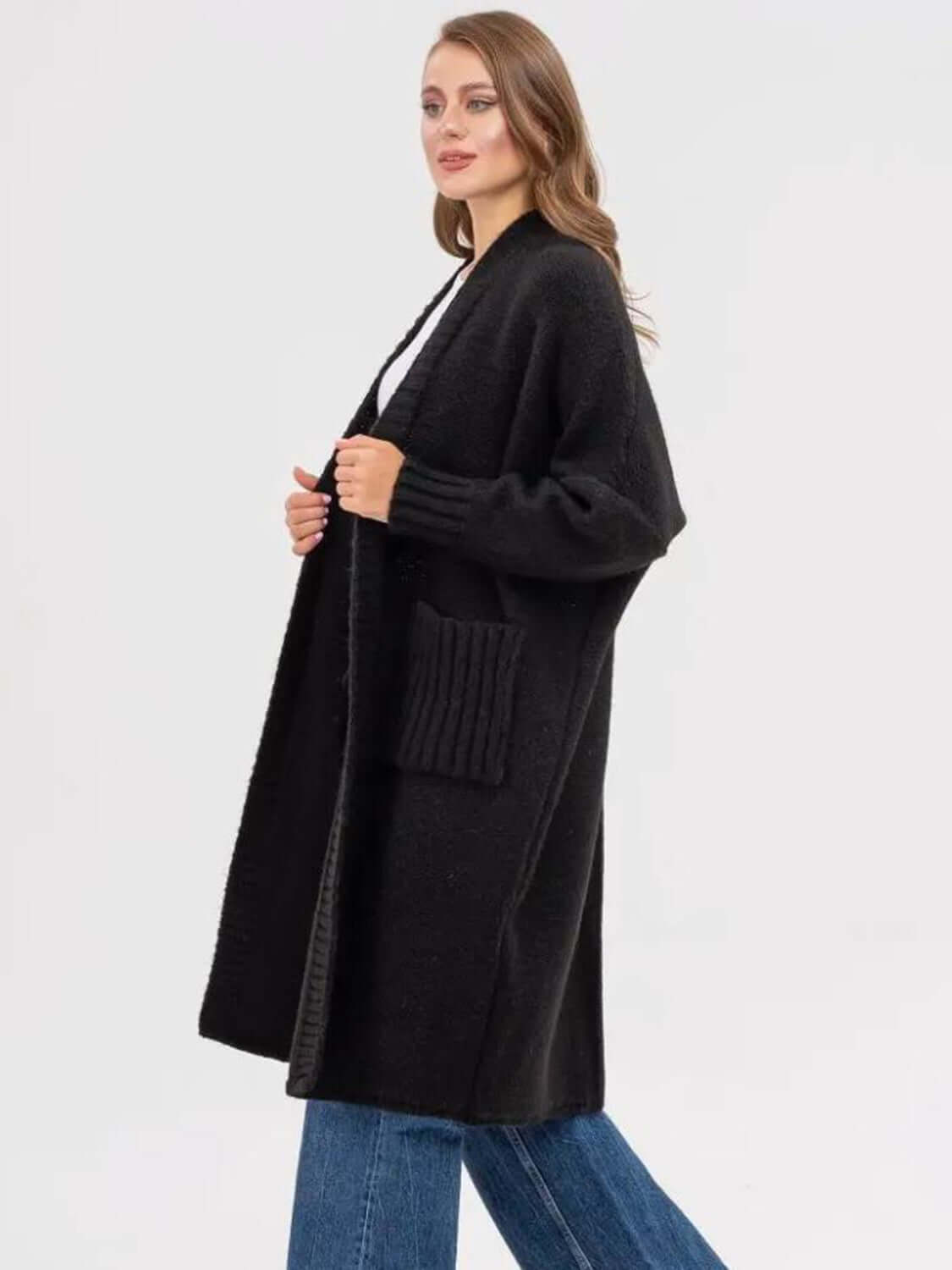 Everyday Comfort Pocketed Open Front Cardigan