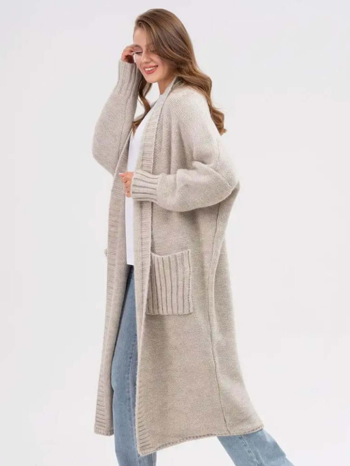 Everyday Comfort Pocketed Open Front Cardigan
