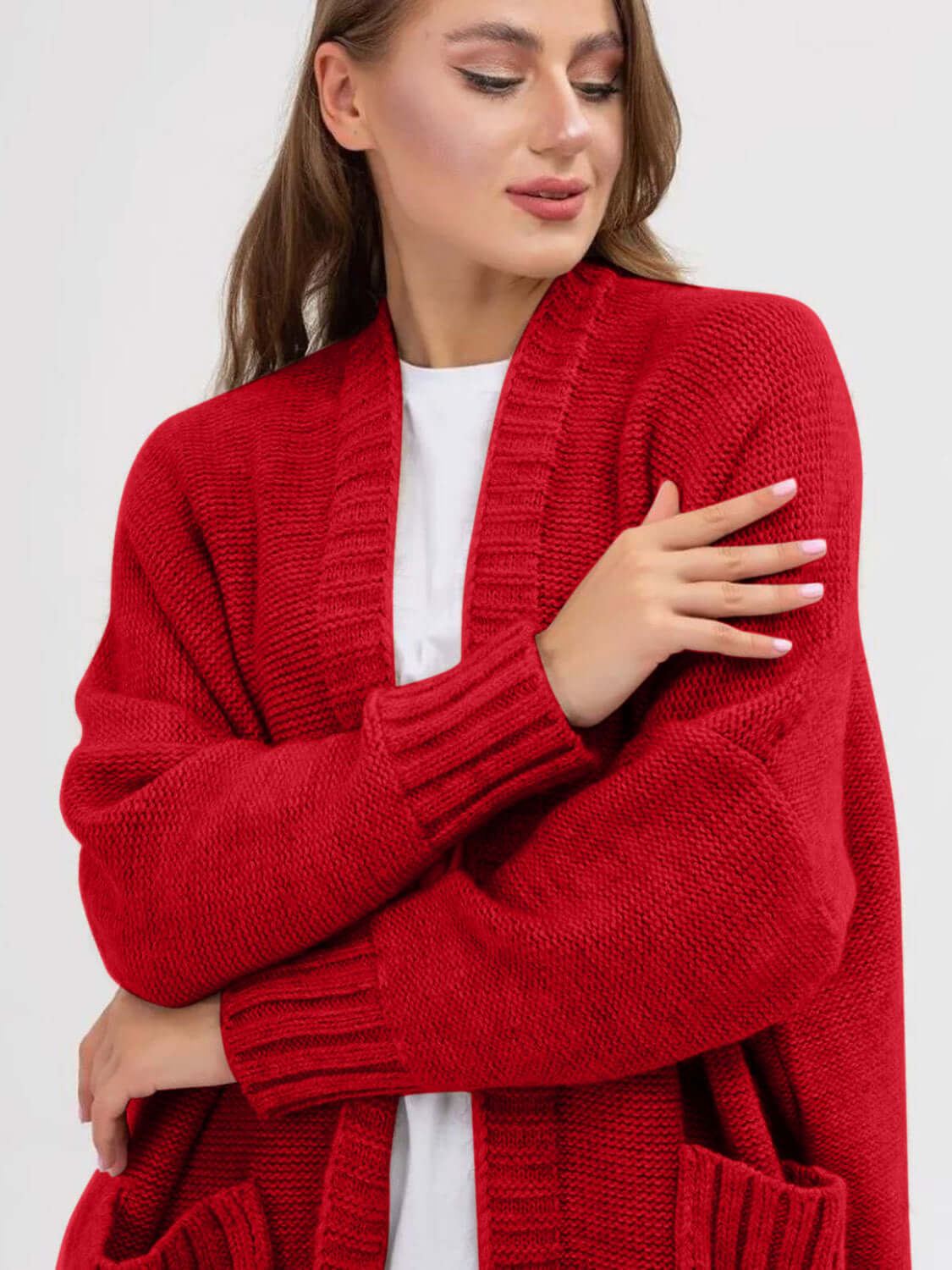 Everyday Comfort Pocketed Open Front Cardigan