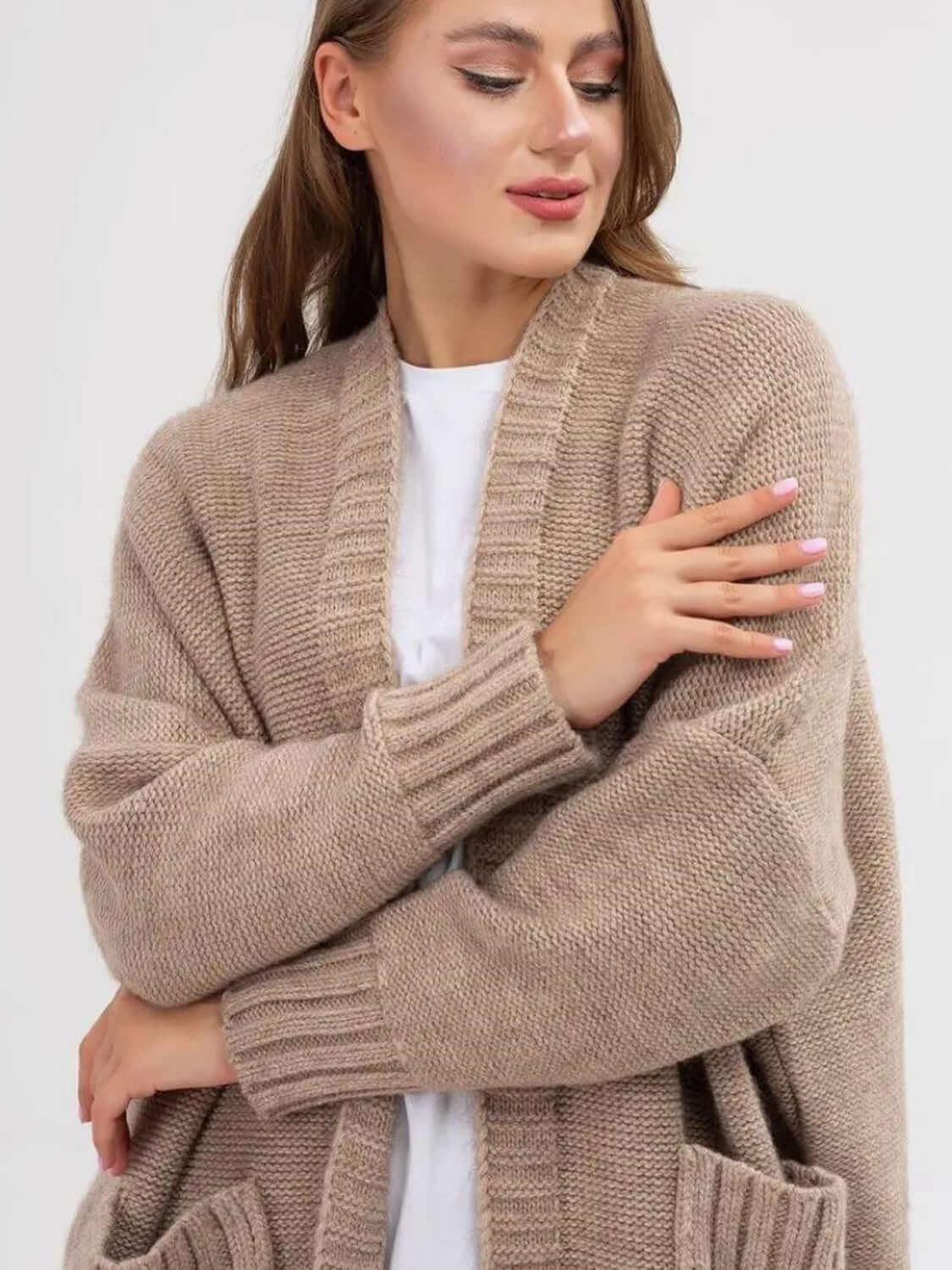 Everyday Comfort Pocketed Open Front Cardigan
