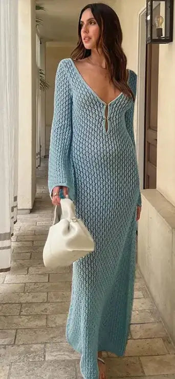 Coastal Breeze Solid Cover-Up Beach Dress