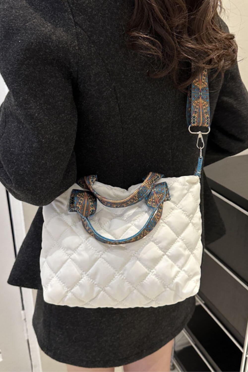 Fashion Pop Bubble Textured Handbag with Printed Strap