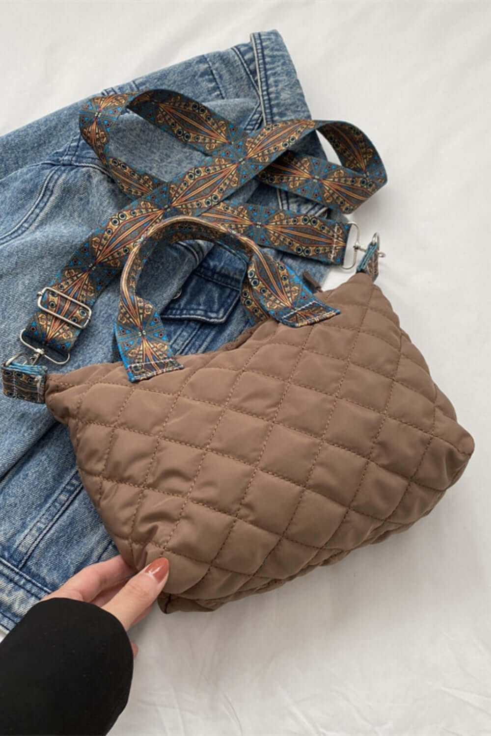 Fashion Pop Bubble Textured Handbag with Printed Strap