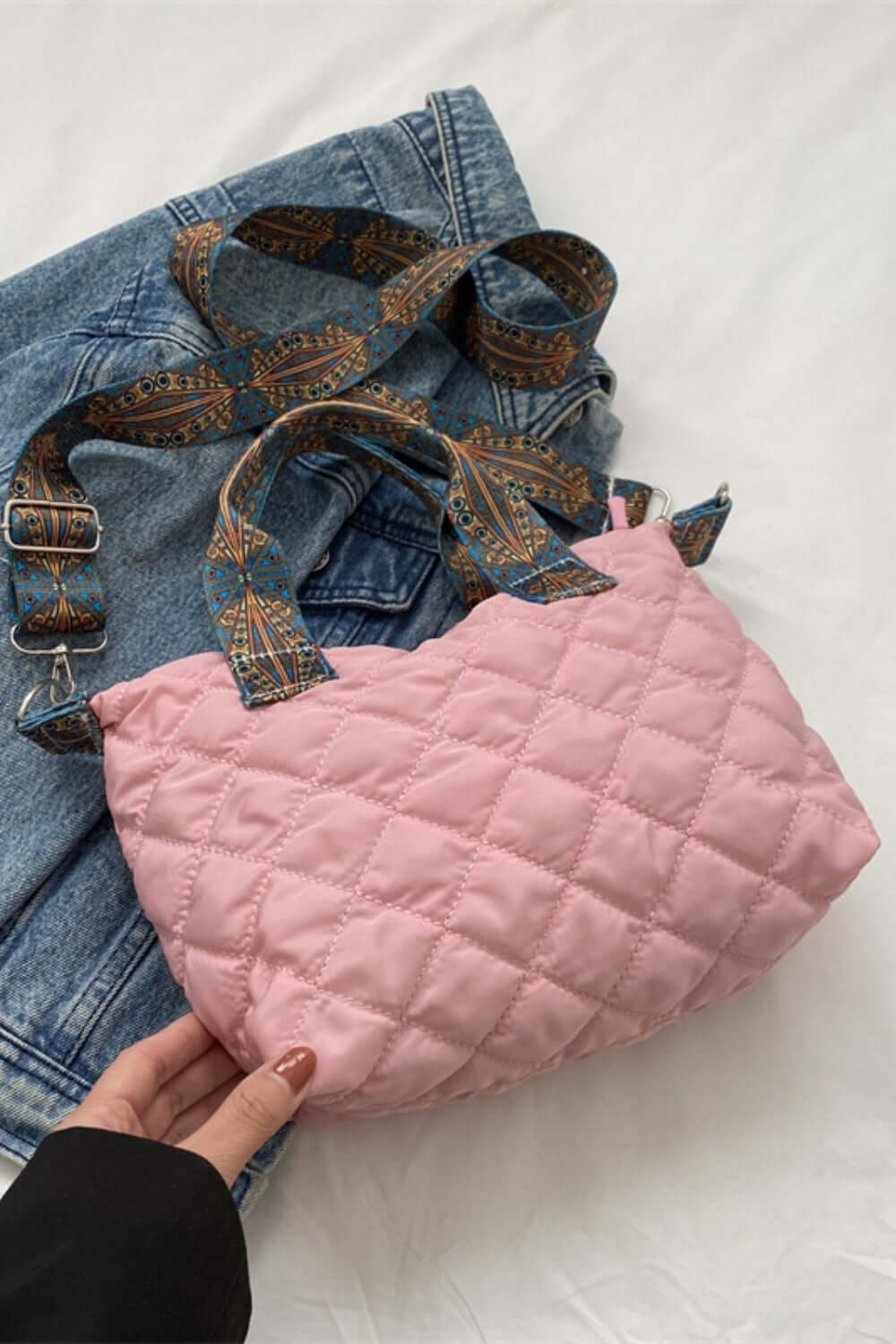 Fashion Pop Bubble Textured Handbag with Printed Strap