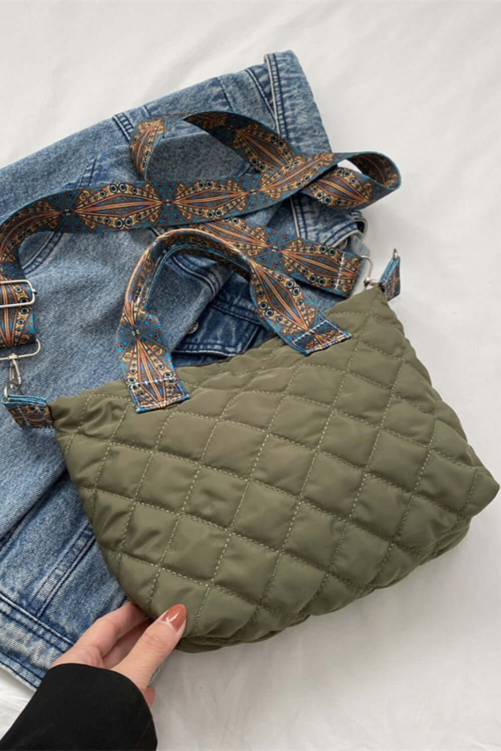 Fashion Pop Bubble Textured Handbag with Printed Strap