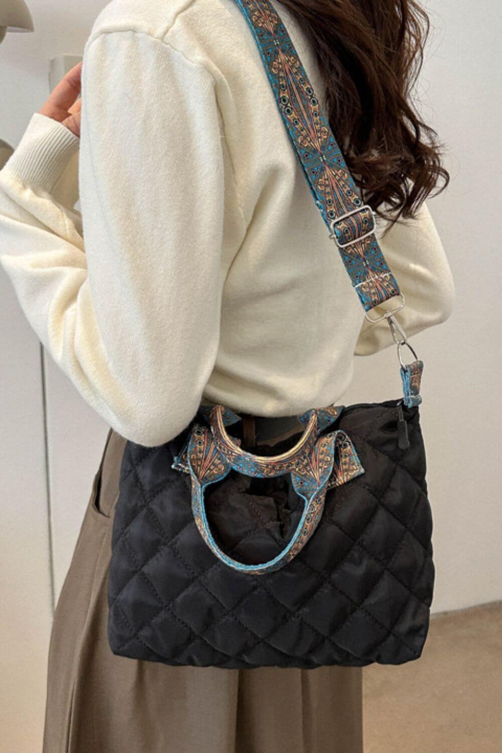 Fashion Pop Bubble Textured Handbag with Printed Strap