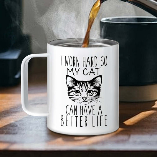Feline Motivation 12oz Travel Mug for Cat Lovers