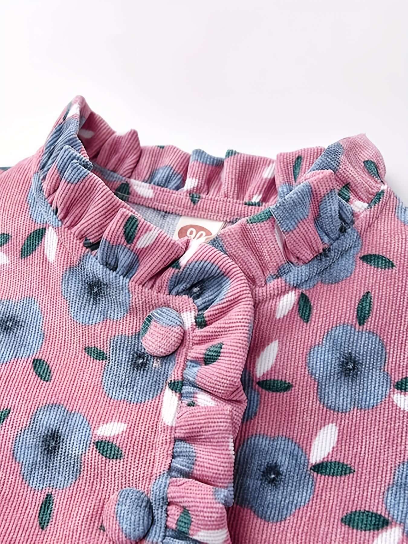 Floral Charm Ruffle Sleeve Pencil Dress