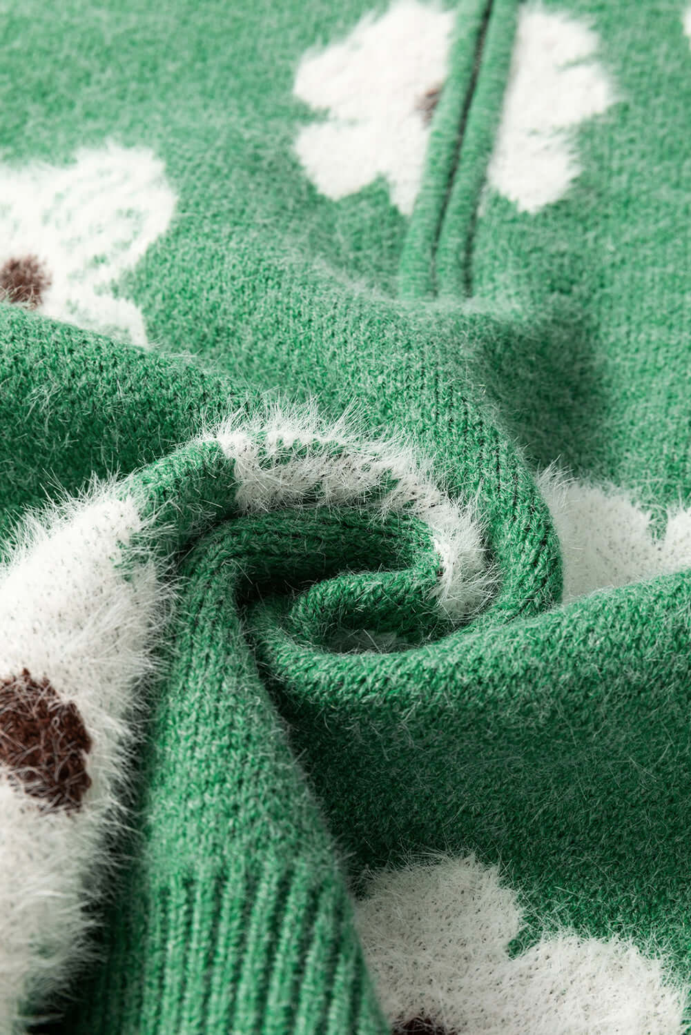 Floral Comfort Half-Zip Drop Shoulder Sweater