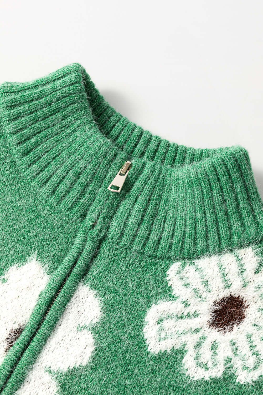 Floral Comfort Half-Zip Drop Shoulder Sweater