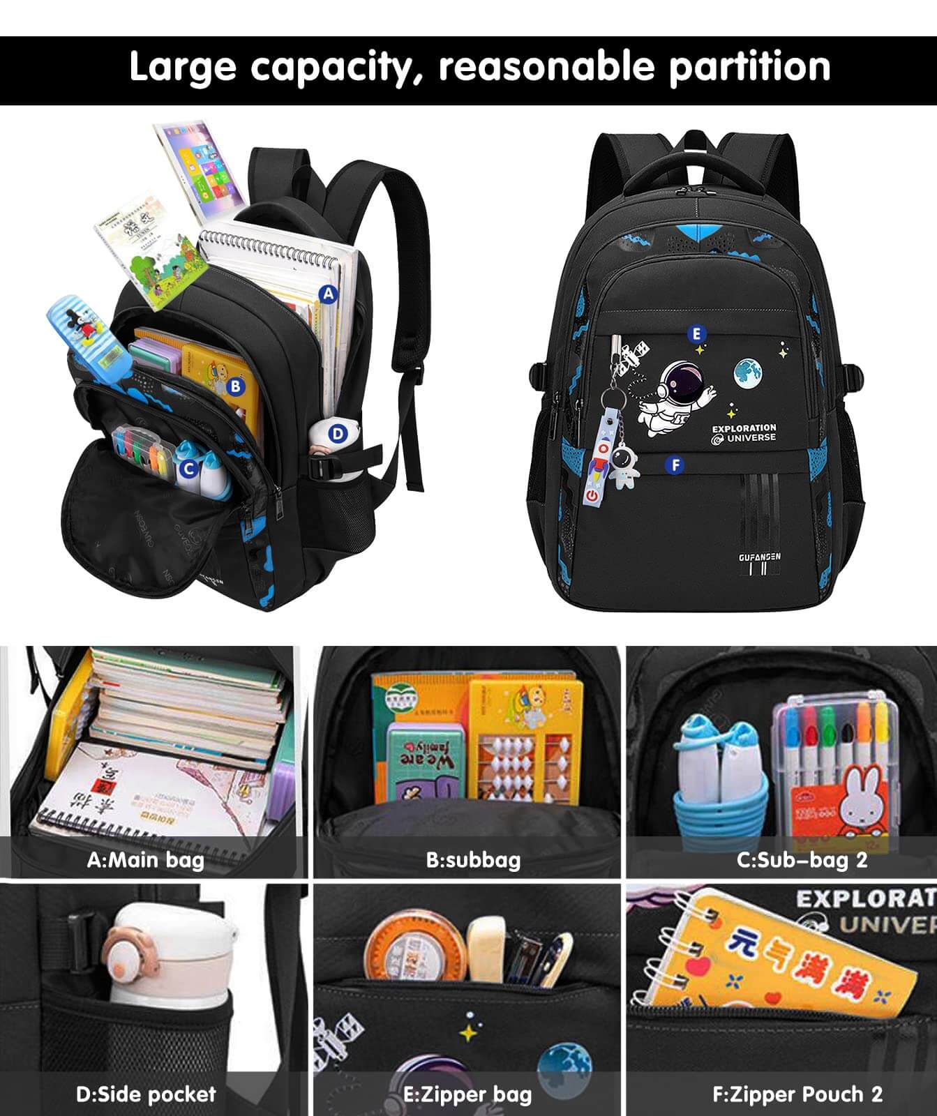 Galactic Adventure Large Capacity School Backpack